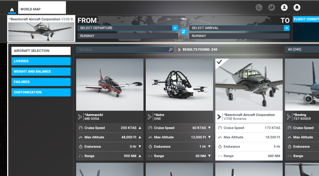 Pinned aircraft in MSFS2020